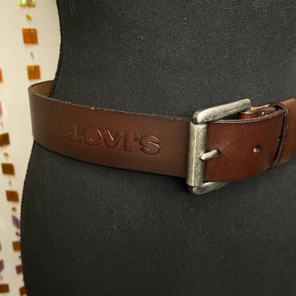 Levi's Brown Leather Belt with Silver Buckle